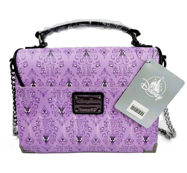 Loungefly Disney Parks Haunted Mansion Wallpaper Crossbody Bag NWT Purple