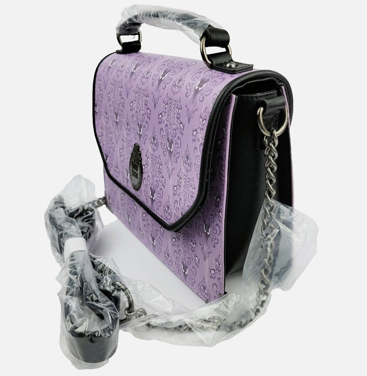 Loungefly Disney Parks Haunted Mansion Wallpaper Crossbody Bag NWT Purple