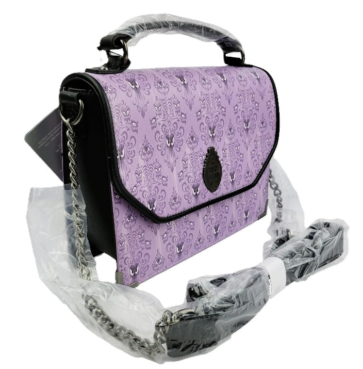 Loungefly Disney Parks Haunted Mansion Wallpaper Crossbody Bag NWT Purple
