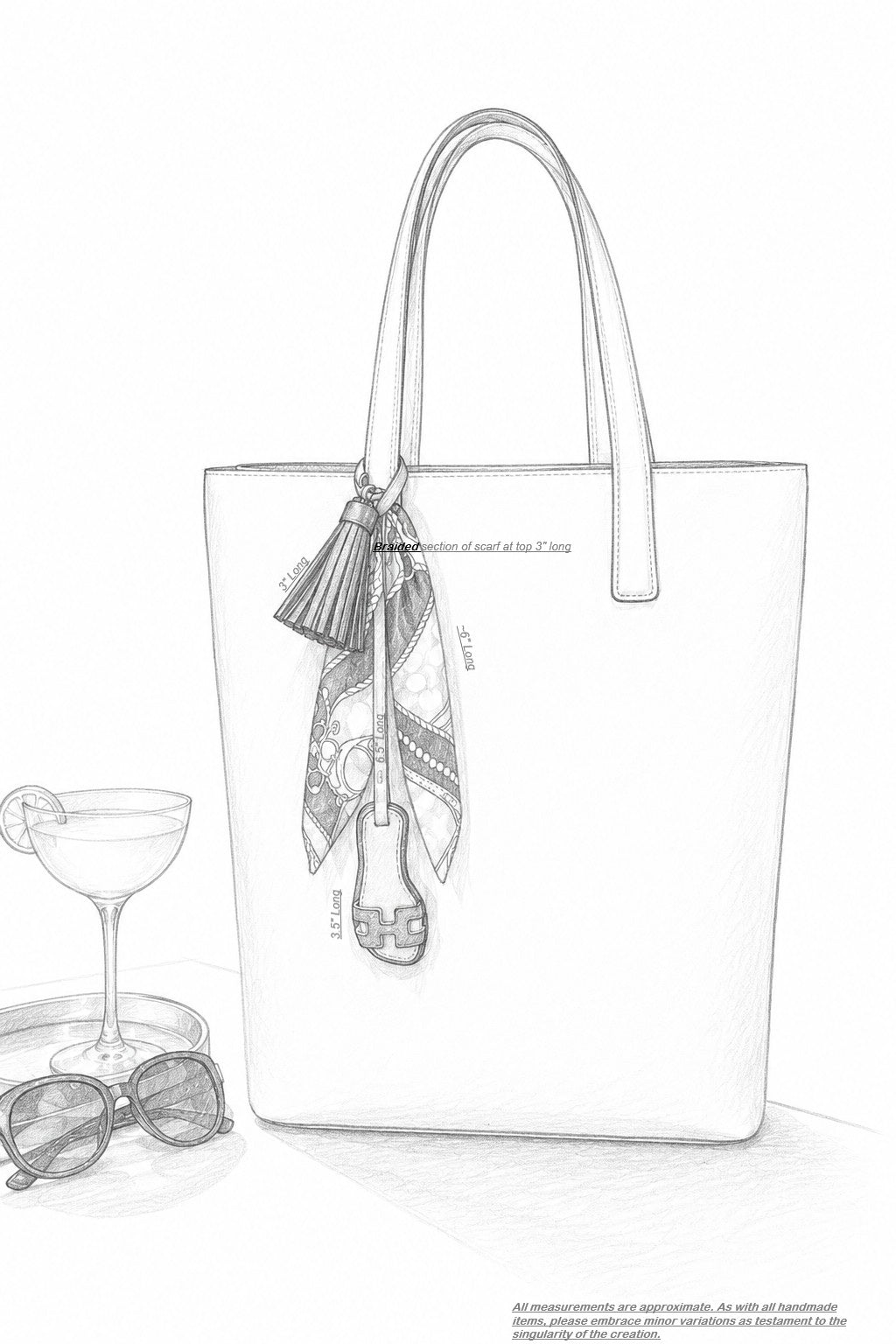 Handmade Orange Resort Sandal & Silky Scarf Luxury Bag Charm