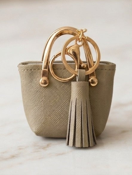 Saffiano Coin Pouch Luxury Bag Accessory-Mini Purse Keychain Charm