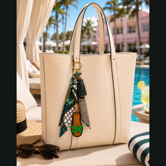 Handmade Lime Green Resort Sandal & Silky Scarf Luxury Bag Charm