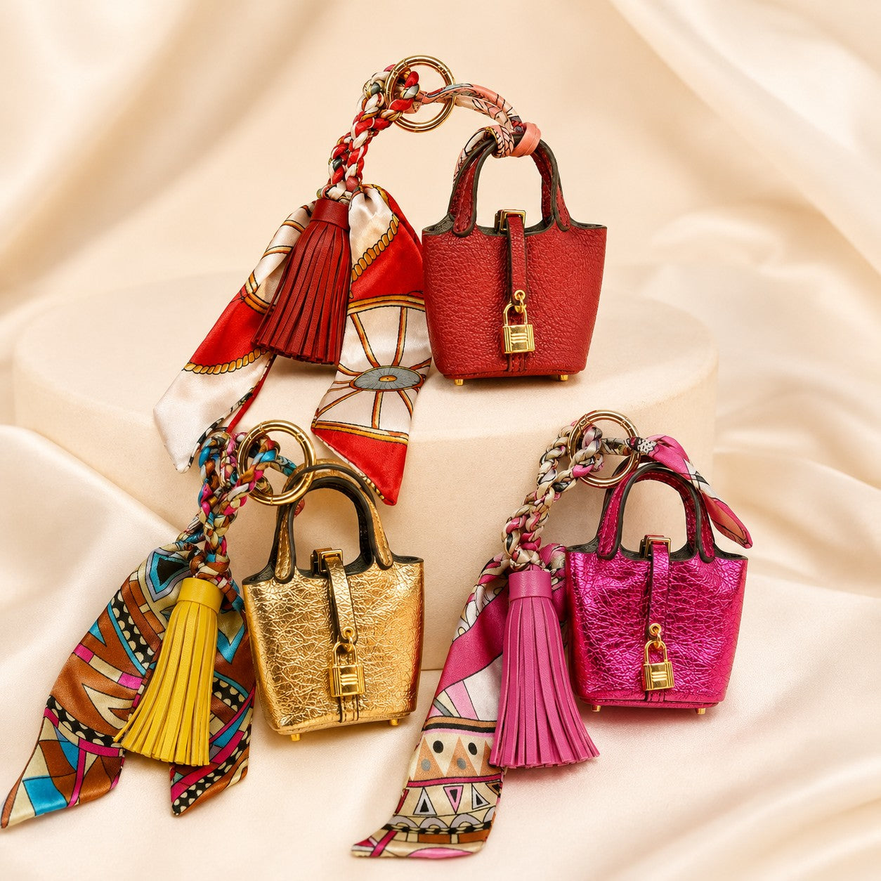 Party Brights Luxury Bag Accessory Trio Mini Purse Keychain Charms