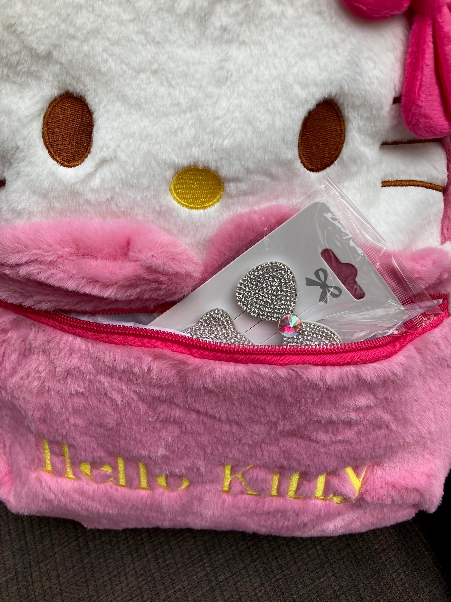 Hello Kitty Plush Backpack Gift Set Kawaii Bundle Hair Clips Keychain Stationery New