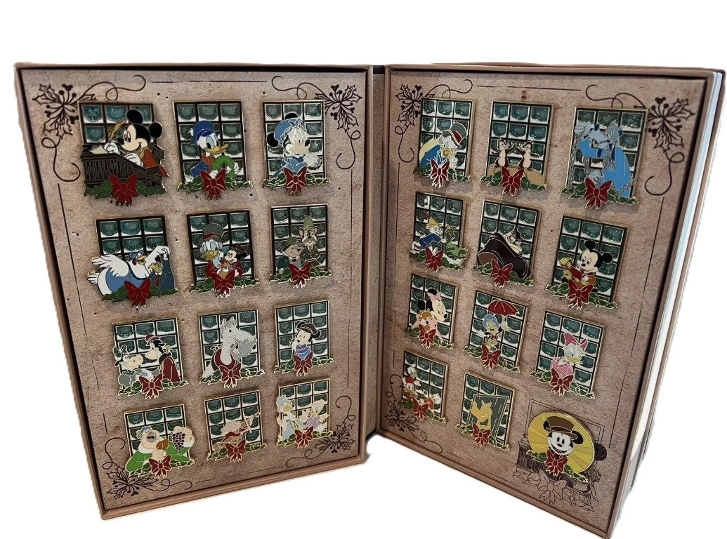 Disney Mickey’s Christmas Carol 2024 24-Day Advent Cloisonné Pin Countdown Calendar
