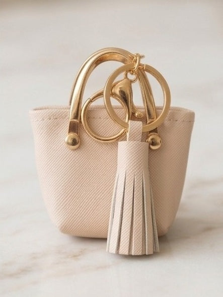 Saffiano Coin Pouch Luxury Bag Accessory-Mini Purse Keychain Charm