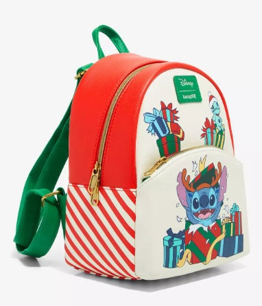 Loungefly Disney Lilo & Stitch Christmas Presents Mini Backpack NWT Faux Leather