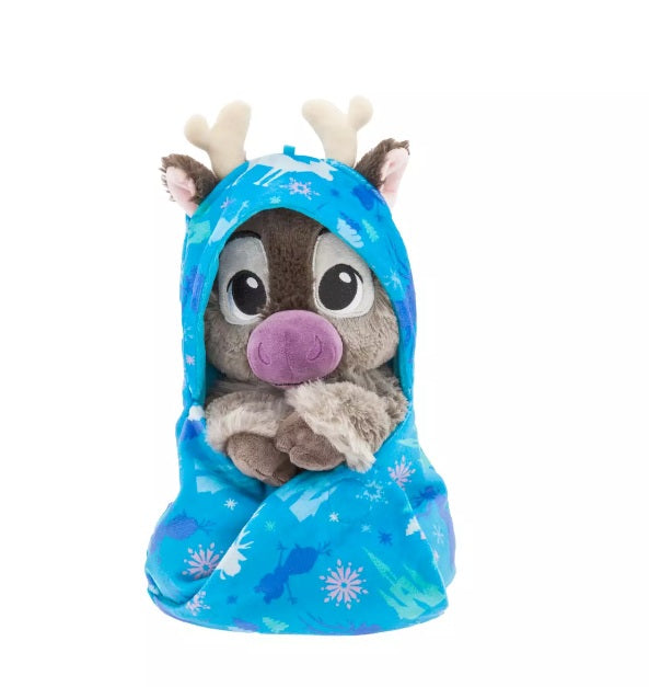 Disney Store Sven Plush Swaddle Frozen Disney Babies Reversible Blanket 12” NWT