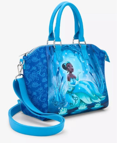 Loungefly Disney Princess and the Frog Tiana Firefly Satchel Crossbody Bag NWT Faux Leather Blue