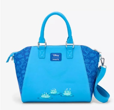 Loungefly Disney Princess and the Frog Tiana Firefly Satchel Crossbody Bag NWT Faux Leather Blue
