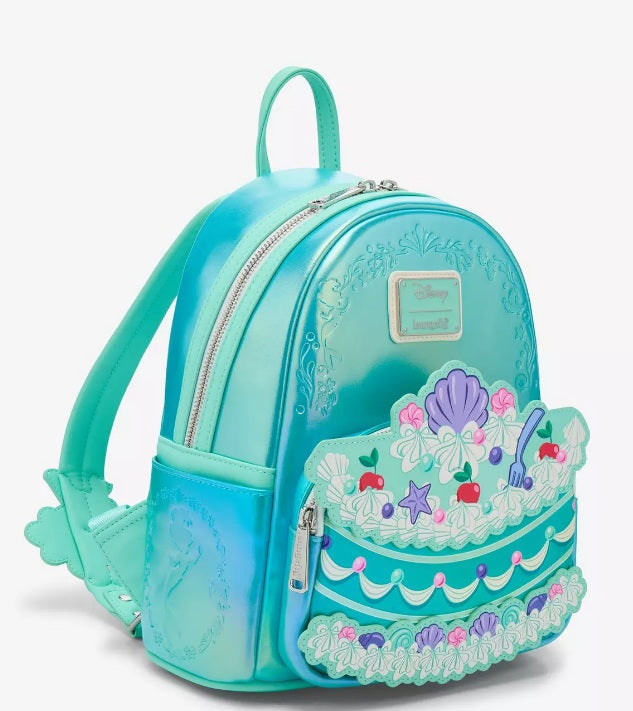 Disney Loungefly Little Mermaid Cake Mini Backpack & Signature Bundle NWT - Ariel