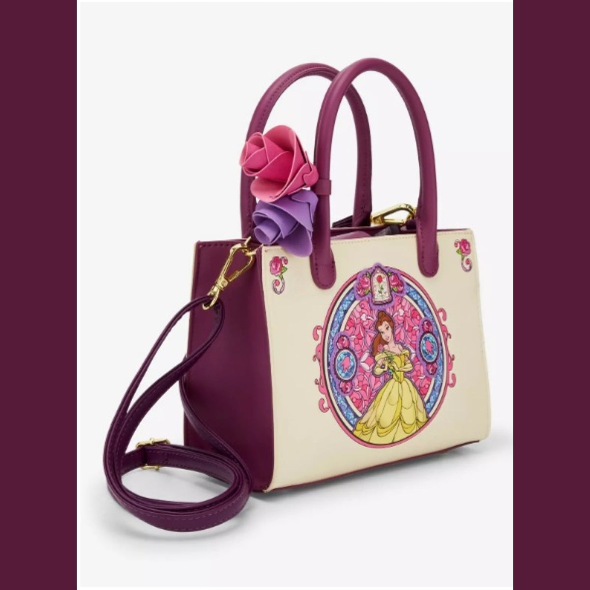 Loungefly Disney Beauty and the Beast Belle Stained Glass Portrait Crossbody NWT