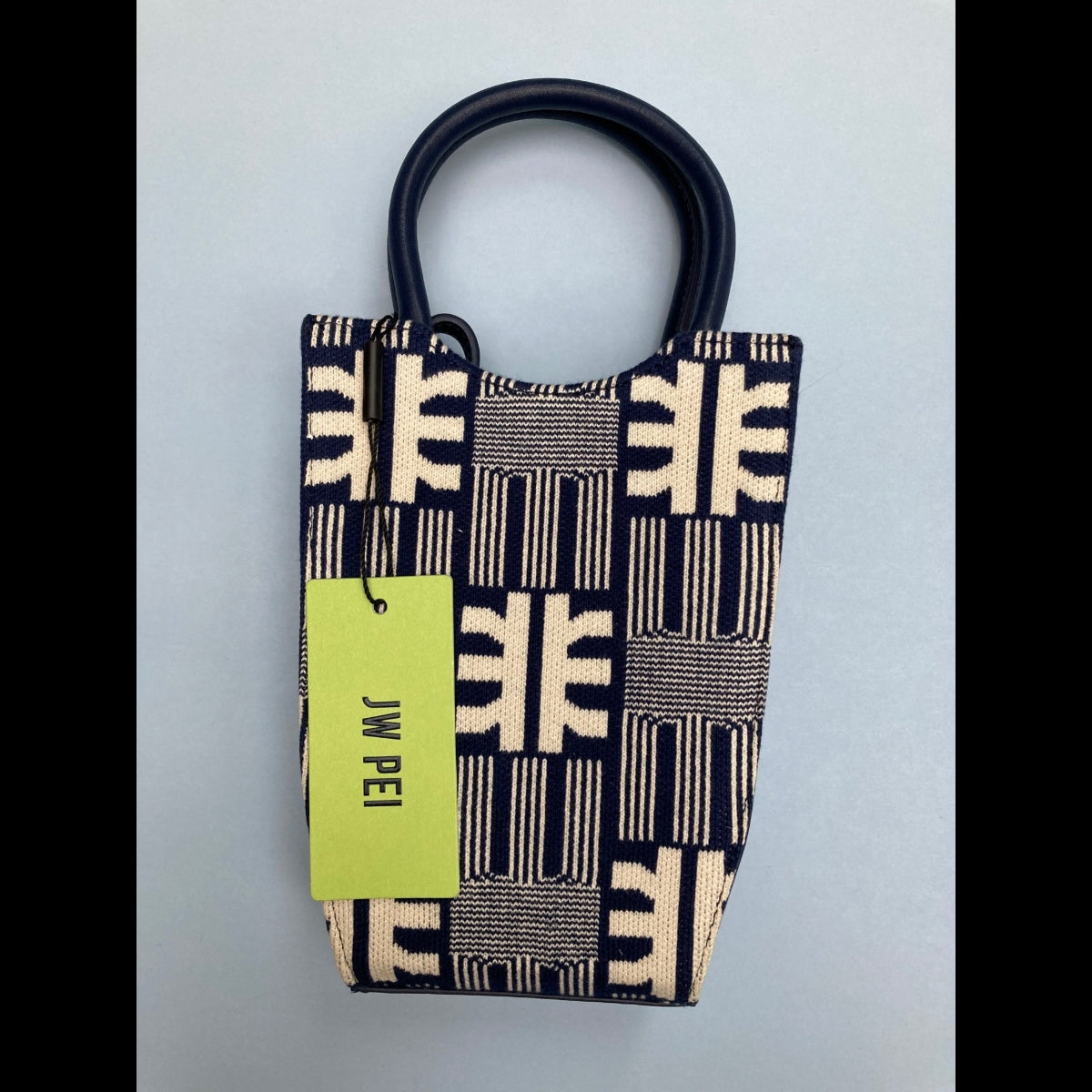 JW PEI FEI Navy Jacquard Knit Mini Tote Phone Bag Crossbody NWT
