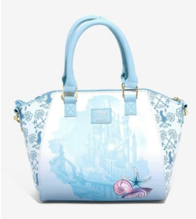 Loungefly Disney The Little Mermaid Ariel Blue Watercolor Satchel Crossbody Bag NWT