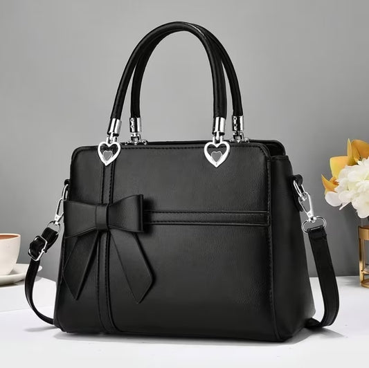 Women’s Bow Satchel Handbag Heart Hardware Top Handle Crossbody Bag Multiple Colors