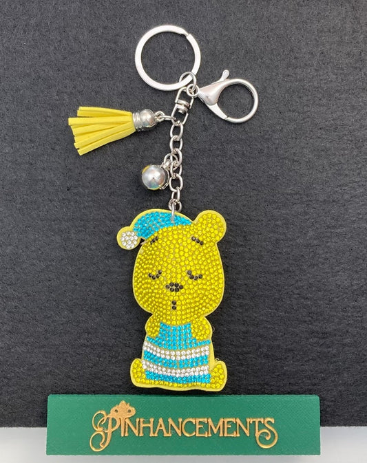 Disney Pooh Sleeping Bag Charm, Purse Charm with yellow tassel and ball charm