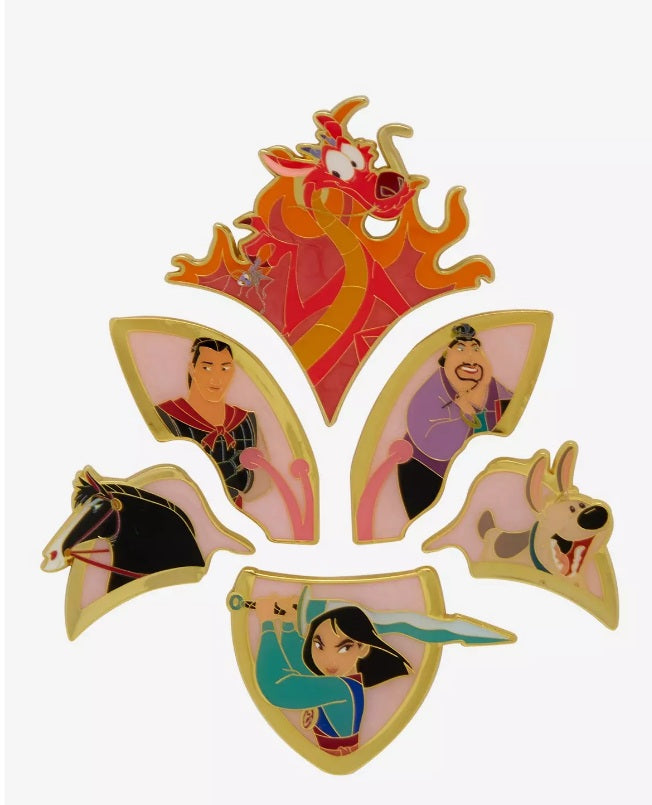 Loungefly Disney Mulan Flower Puzzle Complete 6 Pin Set