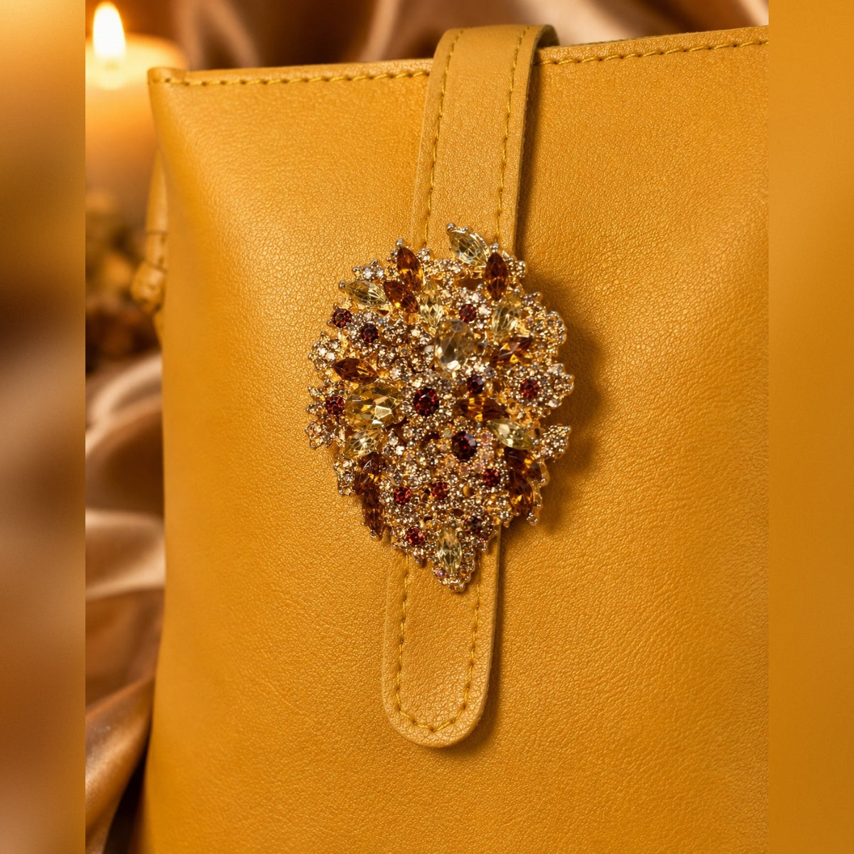 Mustard Yellow Jeweled Crossbody, Vintage Vibe, Hand Embellished Evening Purse