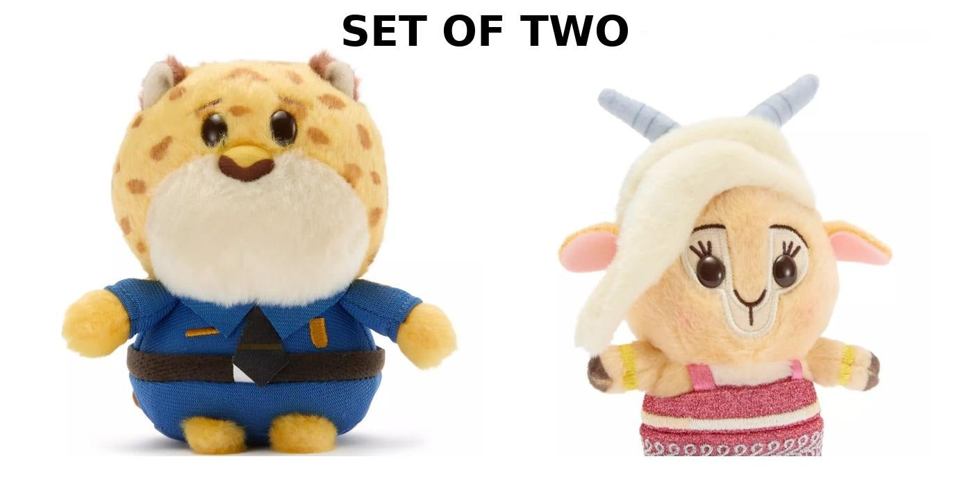 Disney Store Japan Zootopia Urupocha Chan Plush Set of 2 Clawhauser Gazelle Mini 4” NWT