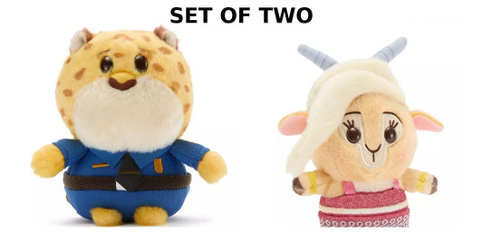 Disney Store Japan Zootopia Urupocha Chan Plush Set of 2 Clawhauser Gazelle Mini 4” NWT