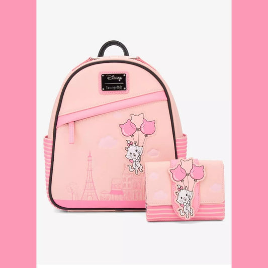 Loungefly Disney Aristocats Marie Balloons Mini Backpack & Wallet Set NWT