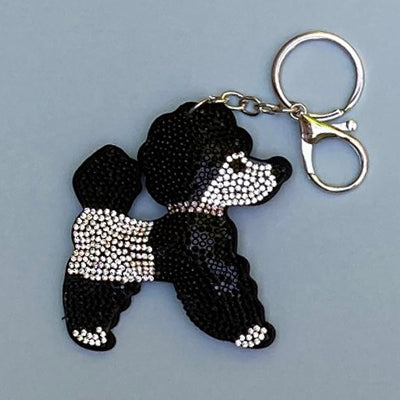 Dog Breed Rhinestone Keychain | Silver Hardware Bag Charm