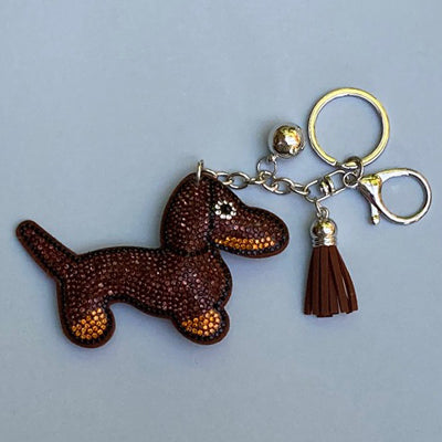 Dog Breed Rhinestone Keychain | Silver Hardware Bag Charm