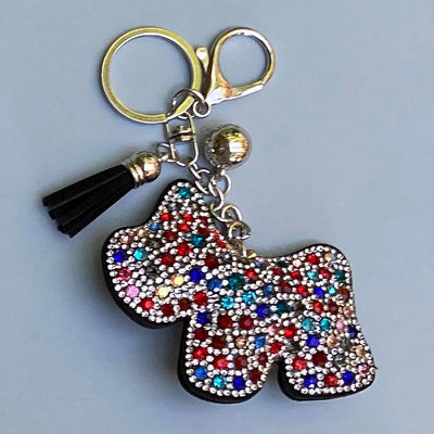 Dog Breed Rhinestone Keychain | Silver Hardware Bag Charm