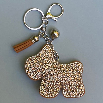 Dog Breed Rhinestone Keychain | Silver Hardware Bag Charm