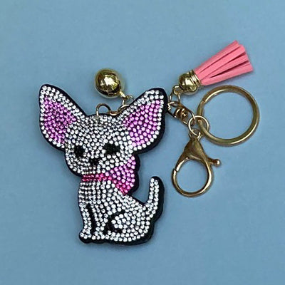 Dog Breed Rhinestone Keychain | Gold Hardware Bag Charm