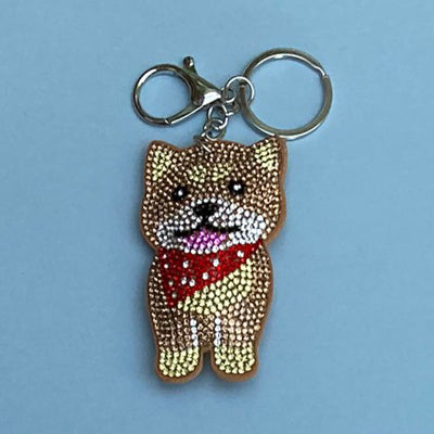 Dog Breed Rhinestone Keychain | Gold Hardware Bag Charm