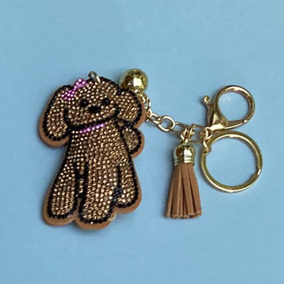 Dog Breed Rhinestone Keychain | Gold Hardware Bag Charm