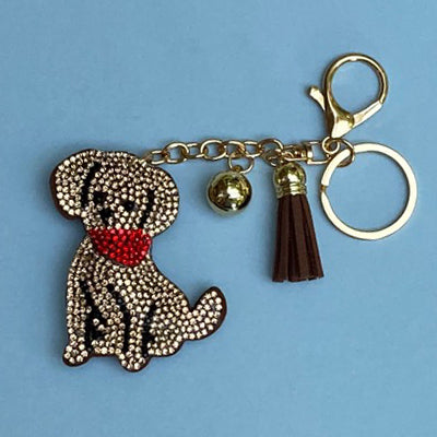 Dog Breed Rhinestone Keychain | Gold Hardware Bag Charm