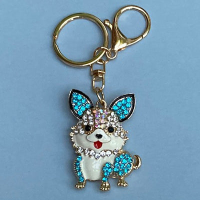Dog Breed Rhinestone Keychain | Gold Hardware Bag Charm