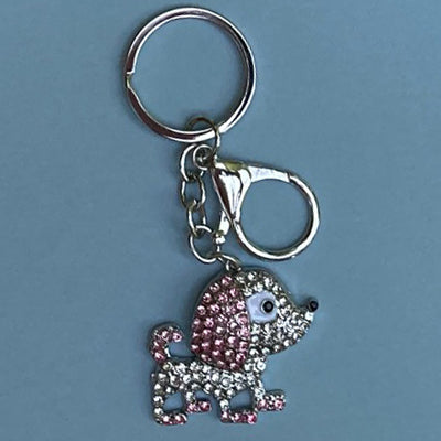Dog Breed Rhinestone Keychain | Silver Hardware Bag Charm