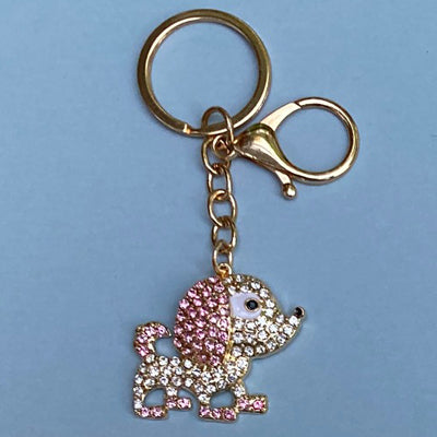 Dog Breed Rhinestone Keychain | Gold Hardware Bag Charm