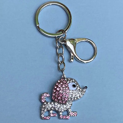 Dog Breed Rhinestone Keychain | Silver Hardware Bag Charm