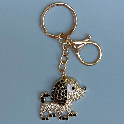 Dog Breed Rhinestone Keychain | Gold Hardware Bag Charm