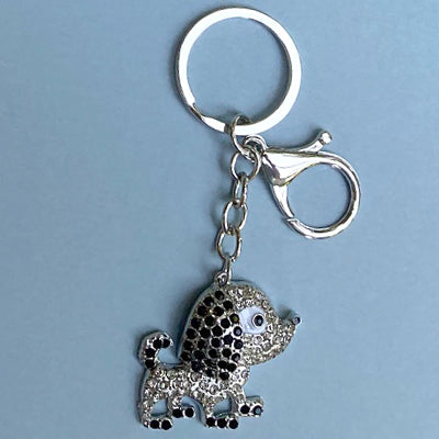 Dog Breed Rhinestone Keychain | Silver Hardware Bag Charm