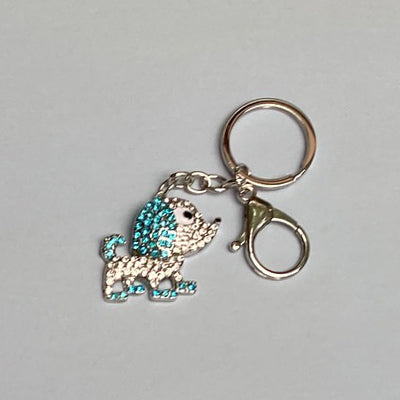 Dog Breed Rhinestone Keychain | Silver Hardware Bag Charm