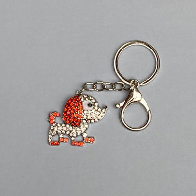Dog Breed Rhinestone Keychain | Silver Hardware Bag Charm