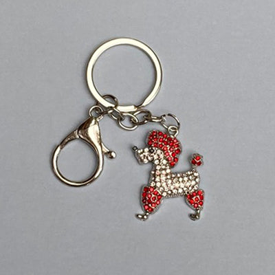 Dog Breed Rhinestone Keychain | Silver Hardware Bag Charm