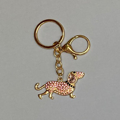 Dog Breed Rhinestone Keychain | Gold Hardware Bag Charm