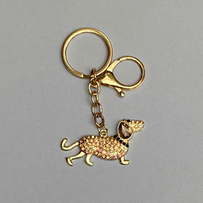Dog Breed Rhinestone Keychain | Gold Hardware Bag Charm