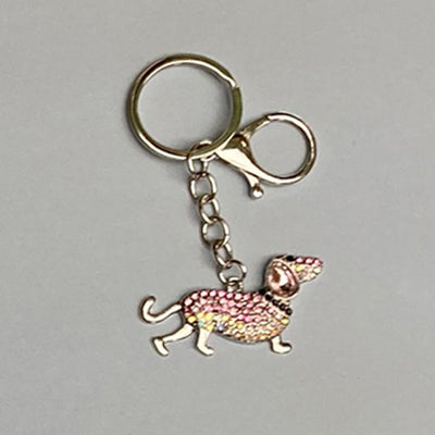 Dog Breed Rhinestone Keychain | Silver Hardware Bag Charm