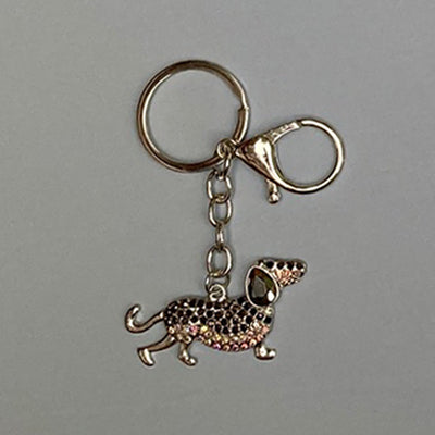Dog Breed Rhinestone Keychain | Silver Hardware Bag Charm
