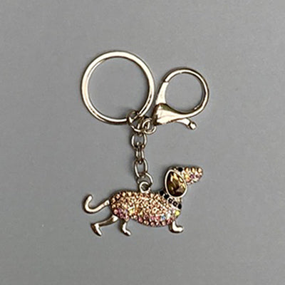 Dog Breed Rhinestone Keychain | Silver Hardware Bag Charm