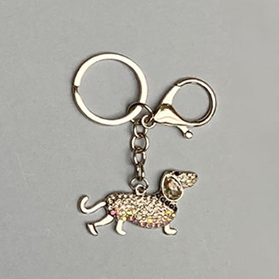 Dog Breed Rhinestone Keychain | Silver Hardware Bag Charm