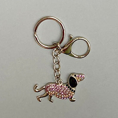 Dog Breed Rhinestone Keychain | Silver Hardware Bag Charm