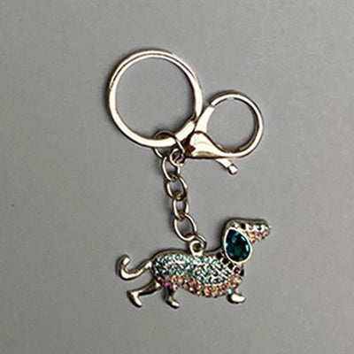 Dog Breed Rhinestone Keychain | Silver Hardware Bag Charm